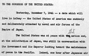 ... Franklin D. Roosevelt's address to Congress, December 8, 1941 (detail