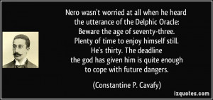 Nero wasn't worried at all when he heard the utterance of the Delphic ...