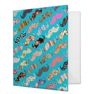 Funny Girly Turquoise Floral Aztec Mustaches Binders