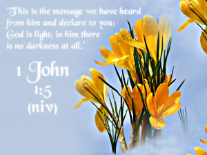 ... and declare to you: God is light; in him there is no darkness at all