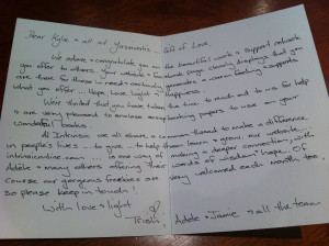 Dear Kylie and all Yasminah's Gift Of Love,