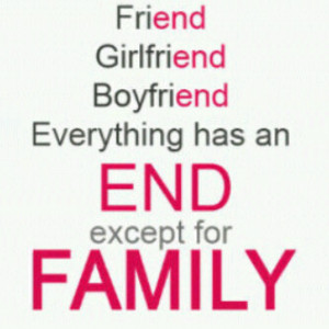 Friend, Girlfriend, Boyfriend everything has an End except for Family