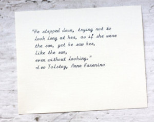 TOLSTOY Anna Karenina quote by Leo Tolstoy typed on a vintage cursive ...