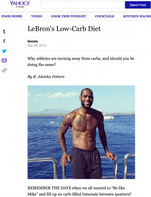 ... day there’s a new article out discussing Lebron James’ low carb