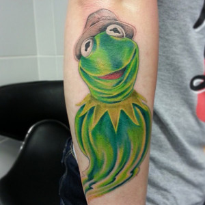 Funny Kermit cartoon muppets arm color tattoo uncategorized