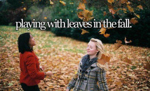 Playing with leaves on the fall