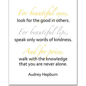 For Beautiful Eyes - 8x10 Inch Print - Audrey Hepburn Inspirational ...