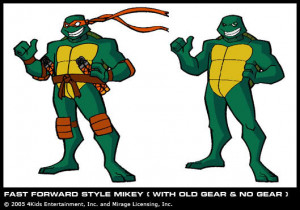 Mikey's costume style & weapons in all of the seasons: Credits: 4Kids