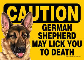 Details about Funny Dog Sign Caution German Shepherd May Lick magnet