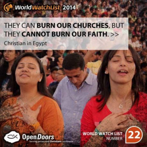 Egypt is #22 on the Open Doors 2014 World Watch List, that ranks the ...