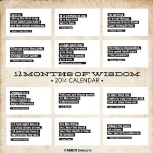 2014 Printable Inspirational Quote Calendar. von AmenPrintables