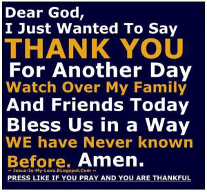 Dear God, Thank you