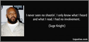 ... know what I heard and what I read. I had no involvement. - Suge Knight
