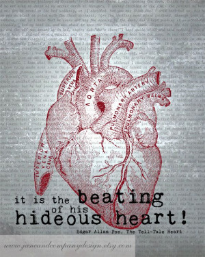 Edgar Allan Poe Art Quote HIDEOUS HEART by JaneAndCompanyDesign, $20 ...