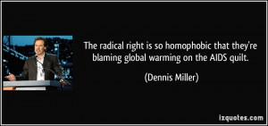 ... that they're blaming global warming on the AIDS quilt. - Dennis Miller
