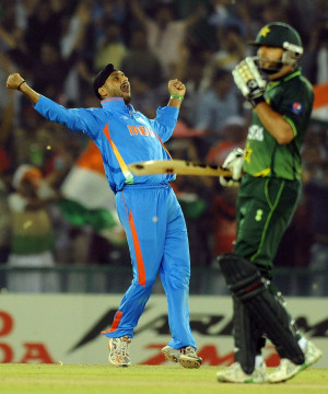 ... from Shahid Afridi and Harbhajan Singh after the former's dismissal