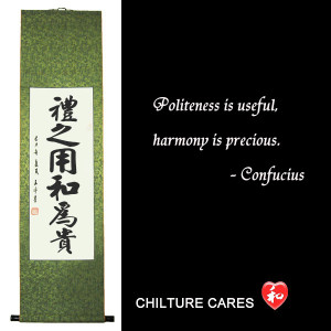 Harmony Confucius Quotes Chinese Calligraphy Wall Scroll