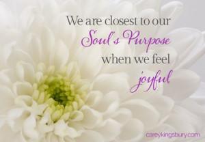 We are closest to our soul's purpose when we feel joyful.