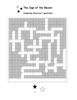 The Sign of the Beaver: Characters' Quotations Crossword--Unique!