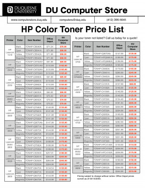 computer price list