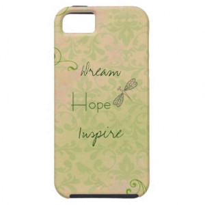 Damask Dream Quote iPhone 5 Cover Vintage Dragonfly Damask Dream Quote ...