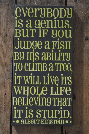 Everybody is a Genius - Einstein Quote - Unique Canvas Art Typography ...
