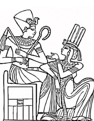 Ancient Egypt, : An Ancient Egypt Pharaoh and His Queen Coloring Page