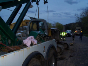 overturned excavator needed extricated