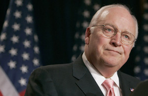 Vice President Dick Cheney listens as his wife Lynne Cheney ...
