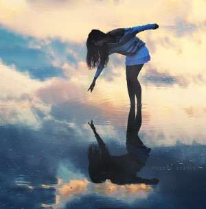 girl, reflection, water, wow beautiful - inspiring picture on Favim ...