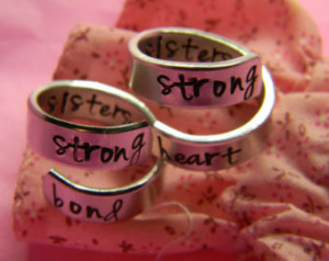 strong bond strong heart set of two aluminum spiral ring for sisters ...