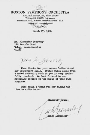 Letter from Erich Leinsdorf (1912-1993) dated March 27, 1964