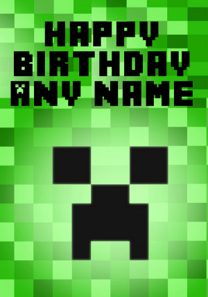 minecraft happy birthday card printable