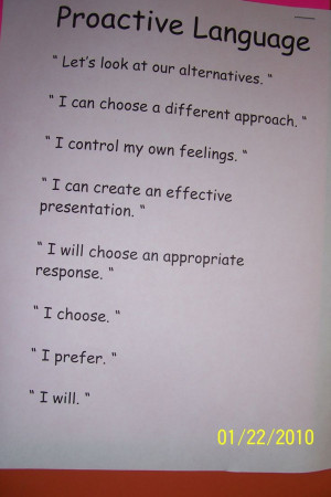 The leader in me Proactive Language- link to several pics of ...