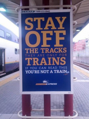 funny pictures tracks train sign wanna joke.com