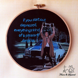 Say Anything- John Cusack- Handmade Illustrated Embroidered Quote Hoop ...