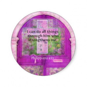 Inspirational Bible Verse About Strength & Faith Classic Round Sticker