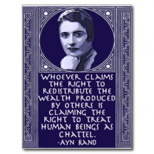 Ayn Rand on Redistribution of Wealth Postcard