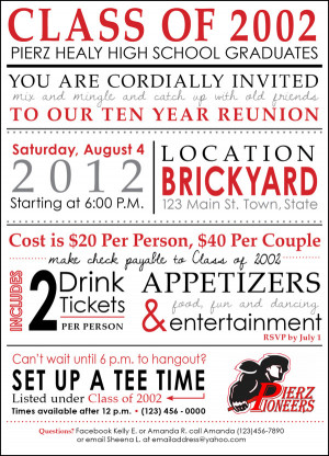 High School Class Reunion Invitations