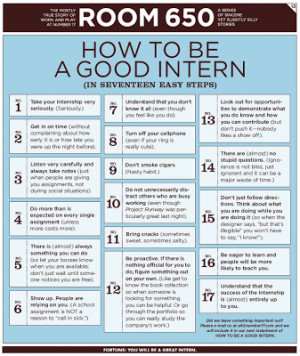 This is a great list, if you are an intern and you follow this you ...