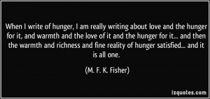 writing about love and the hunger for it, and warmth and the love ...