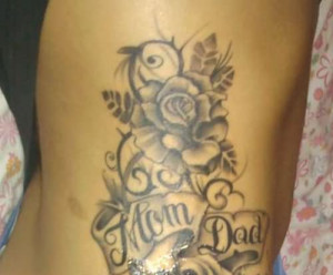 Mom Dad Tattoo Wrist Flower bird and mom tattoo