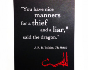 ... quote from the book printed in silver foil with a shiny red Smaug