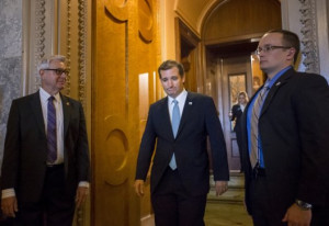 Sen. Ted Cruz, R-Texas emerges from the Senate Chamber on Capitol Hill ...