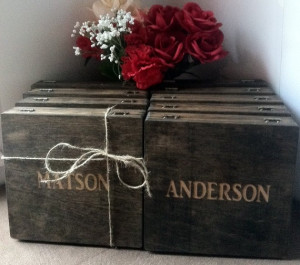 Groomsmen Gift - 7 Rustic Laser Engraved Cigar Boxes - Personalized ...