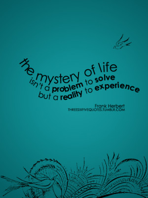 The Mystery Of Life Isn’t A Problem To Solve But A Reality To ...