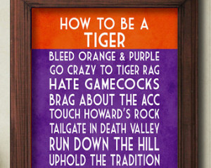 Clemson Tigers Art Print, Clemson T igers Quote Poster Sign, Clemson ...