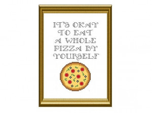 Funny Pizza Quote Cross Stitch PDF Pattern by RatherUnseamly, £2.50