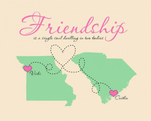 Quote, Gift for Best Friend - 8x10 Art Print of Maps - Long Distance ...