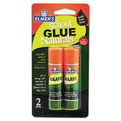Elmer's School Glue Naturals, Clear, 0.21 oz Stick, 2 per Pack